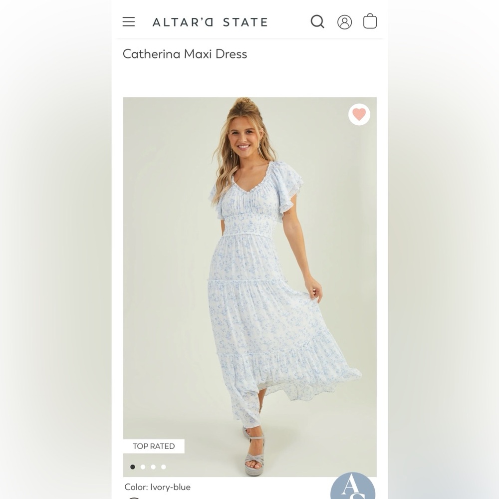 Altar'd State Ivory-Blue Maxi Dress